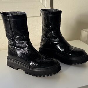 Seychelles Black faux patent leather Chelsea Boots from Anthropologie